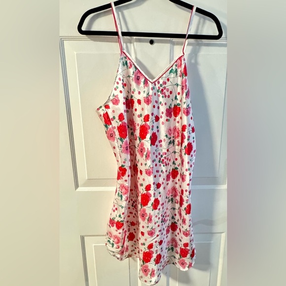 Delicates Vintage Floral Slip Dress Large Chemise Red Pink Cottagecore EUC Soft - Picture 1 of 12